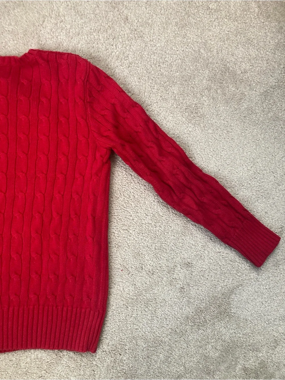 Polo by Ralph Lauren Red Cable Knit Crew Sweater